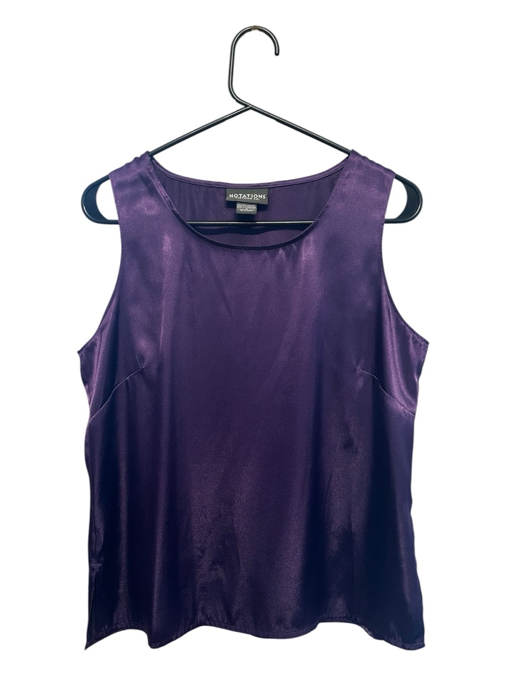 Vintage Y2K Era Notations Purple Satin Sleeveless Blouse Size Small